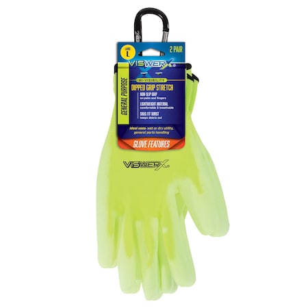 Hi-Vis Lightweight Glove - PV Coated LG, PK 2